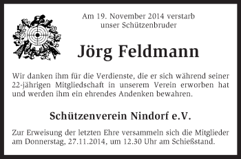 Traueranzeige von Jörg Feldmann von KRZ