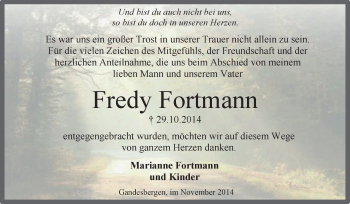 Traueranzeige von Fredy Fortmann von KRZ