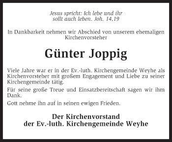 Traueranzeige von Günter Joppig von KRZ