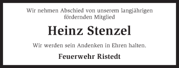 Traueranzeige von Heinz Stenzel von KRZ