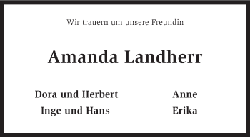 Traueranzeige von Amanda Landherr von KRZ