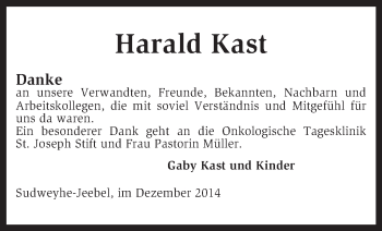 Traueranzeige von Harald Kast von KRZ