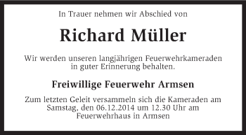 Traueranzeige von Richard Müller von KRZ