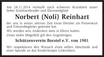 Traueranzeige von Norbert Reinhart von KRZ