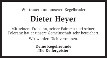 Traueranzeige von Dieter Heyer von KREISZEITUNG SYKE