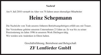 Traueranzeige von Heinz Schepmann von KREISZEITUNG SYKE