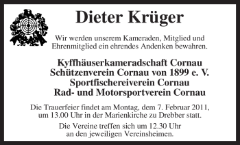 Traueranzeige von Dieter Krüger von KREISZEITUNG SYKE