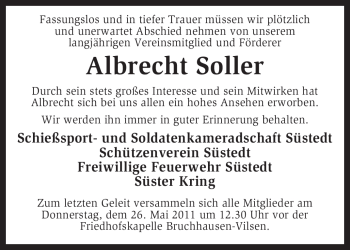 Traueranzeige von Albrecht Soller von KREISZEITUNG SYKE