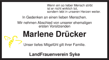 Traueranzeige von Marlene Drücker von KRZ