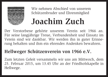 Traueranzeige von Joachim Zuch von KRZ