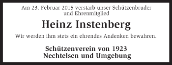 Traueranzeige von Heinz Instenberg von KRZ