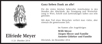 Traueranzeige von Elfriede Meyer von KRZ