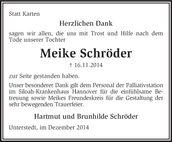 Traueranzeige von Meike Schröder von KRZ