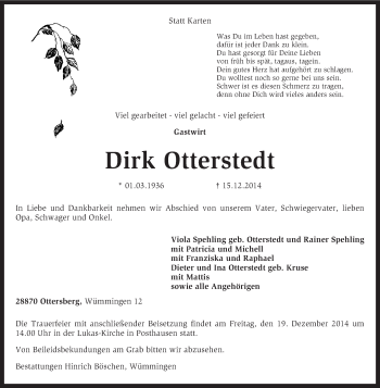 Traueranzeige von Dirk Otterstedt von KRZ