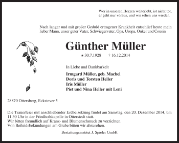 Traueranzeige von Günther Müller von KRZ