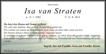 Traueranzeige von Isa van Straten von KRZ