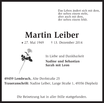 Traueranzeige von Martin Leiber von KRZ