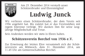 Traueranzeige von Ludwig Junck von KRZ