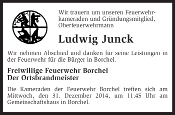 Traueranzeige von Ludwig Junck von KRZ