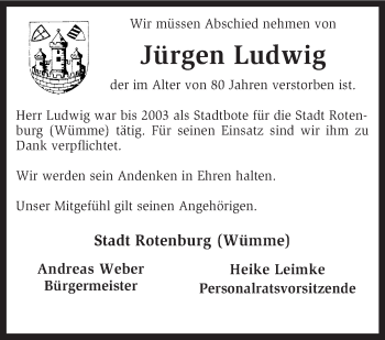 Traueranzeige von Jürgen Ludwig von KRZ