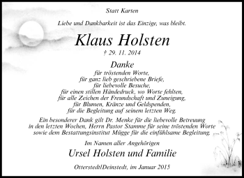 Traueranzeige von Klaus Holsten von KRZ