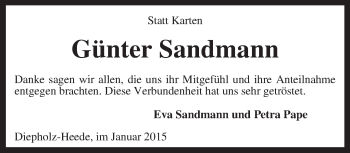 Traueranzeige von Günter Sandmann von KRZ