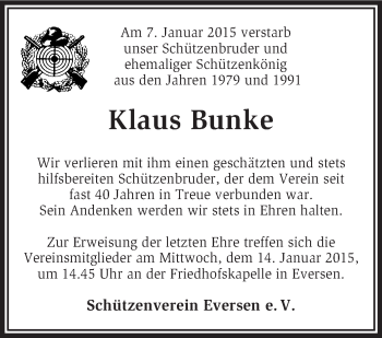 Traueranzeige von Klaus Bunke von KRZ