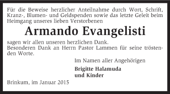 Traueranzeige von Armando  Evangelisti von KRZ