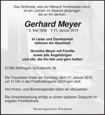 Traueranzeige von Gerhard Meyer von KRZ