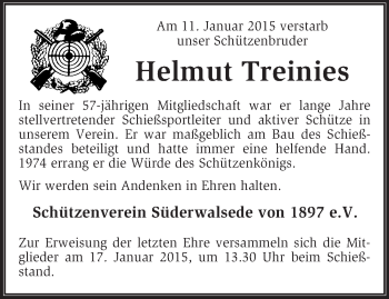 Traueranzeige von Helmut Treinies von KRZ