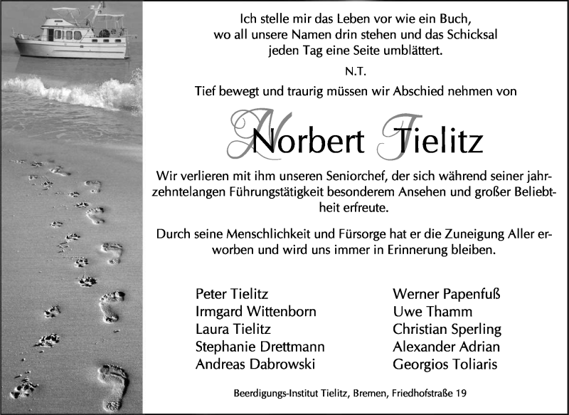  Traueranzeige für Norbert Tielitz vom 17.01.2015 aus KRZ