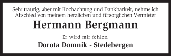 Traueranzeige von Hermann Bergmann von KRZ