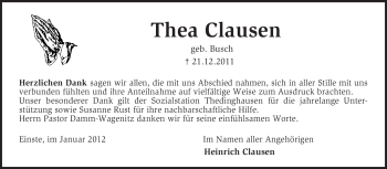 Traueranzeige von Thea Clausen von KREISZEITUNG SYKE