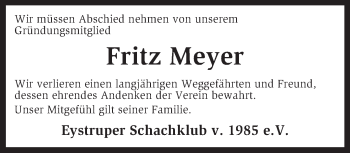 Traueranzeige von Fritz Meyer von KRZ