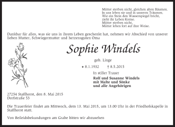 Traueranzeige von Sophie Windels von KRZ