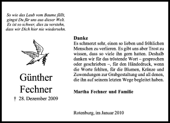 Traueranzeige von Günter Fechner von KREISZEITUNG SYKE