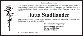 Traueranzeige von Jutta Stadtlander von KREISZEITUNG SYKE