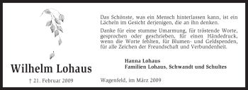 Traueranzeige von Wilhelm Lohaus von KREISZEITUNG SYKE