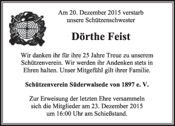 Traueranzeige von Dörthe Feist von KRZ