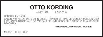 Traueranzeige von Otto Kording von KREISZEITUNG SYKE