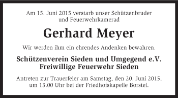 Traueranzeige von Gerhard Meyer von KRZ