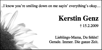 Traueranzeige von Kerstin Genz von KREISZEITUNG SYKE
