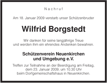 Traueranzeige von Wilfrid Borgstedt von KREISZEITUNG SYKE