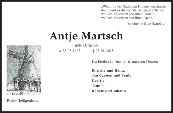 Traueranzeige von Antje Martsch von KRZ