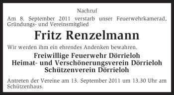 Traueranzeige von Fritz Renzelmann von KREISZEITUNG SYKE