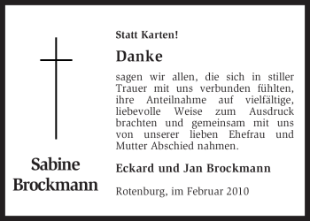 Traueranzeige von Sabine Brockmann von KREISZEITUNG SYKE