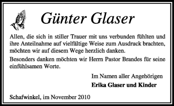 Traueranzeige von Günter Glaser von KREISZEITUNG SYKE