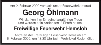 Traueranzeige von Georg Öhlmann von KREISZEITUNG SYKE