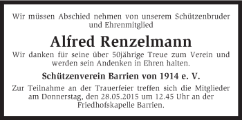 Traueranzeige von Alfred Renzelmann von KRZ