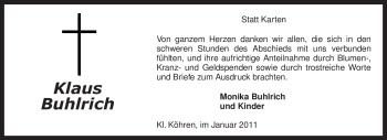 Traueranzeige von Klaus Buhlrich von KREISZEITUNG SYKE